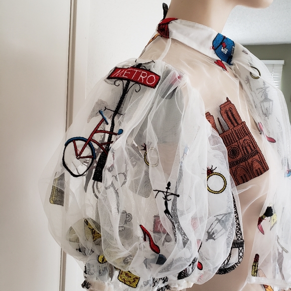 Balloon sleeve see through Gracia top S - Picture 3 of 4